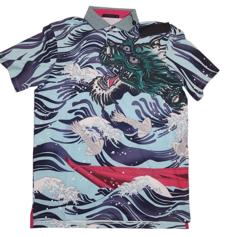 NWT Greyson Golf Performance Polo, Mythical Sea in Skystone, sz M